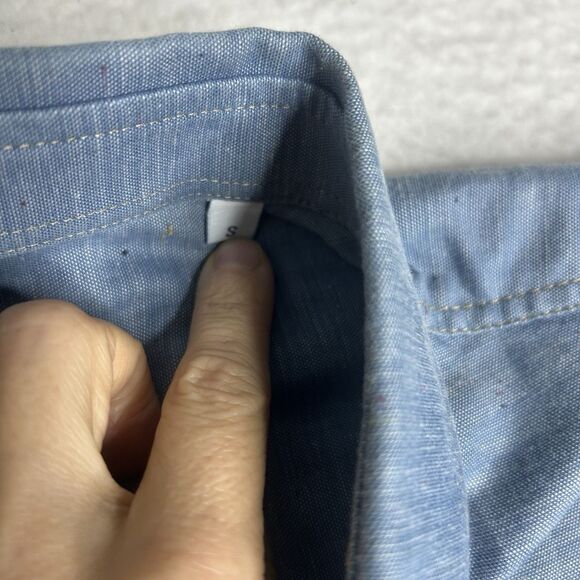 US Polo Assn Slim Fit S Button Up Elbow Patch Blue Long Sleeve Preppy - Picture 5 of 5